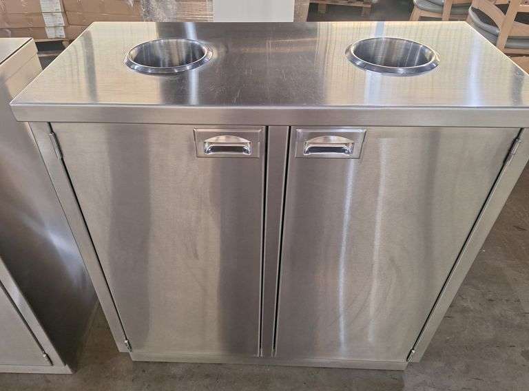 Stainless Steel Dual Trash Receptacle – 38" x 17" x 36"