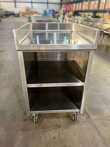 Stainless Steel Mobile Equipment Stand w/ Guard Rails – 24" x 30" x 40"