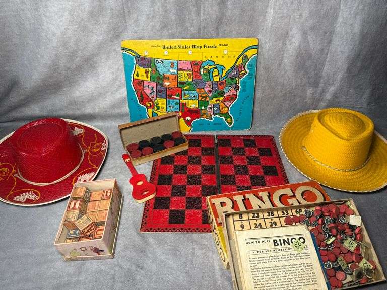 Vintage children's games, hats and more