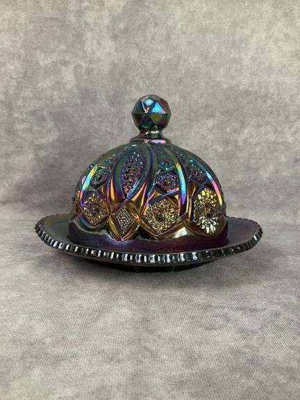 Indiana Amethyst Purple Carnival butter dish