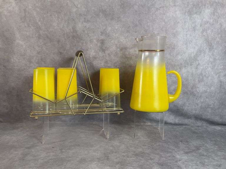 Blendo MCM Glass pitcher, 6 glasses and caddy