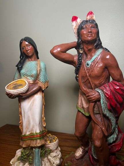 2 Native American chalk figurines