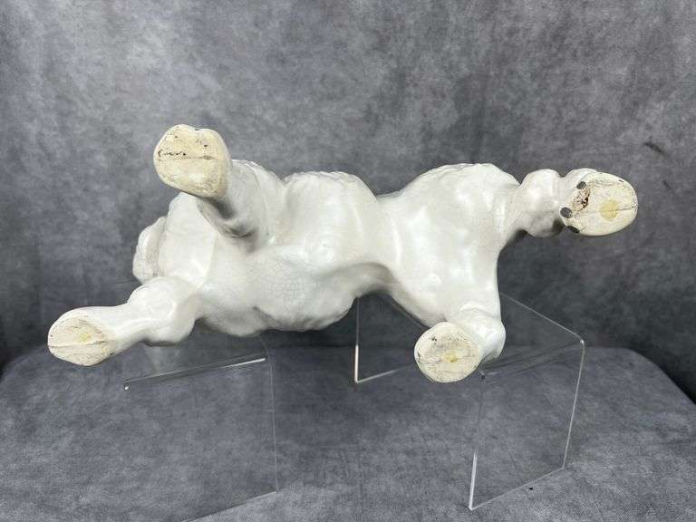 1950s white poodle ceramic planter