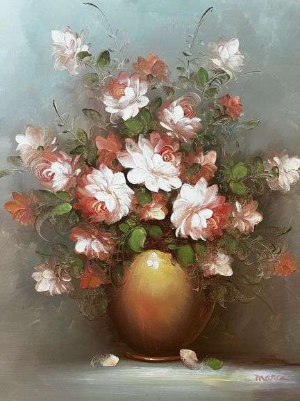 Beautiful floral still life framed oil painting