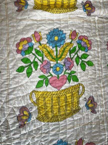 Vintage machine stitched quilt