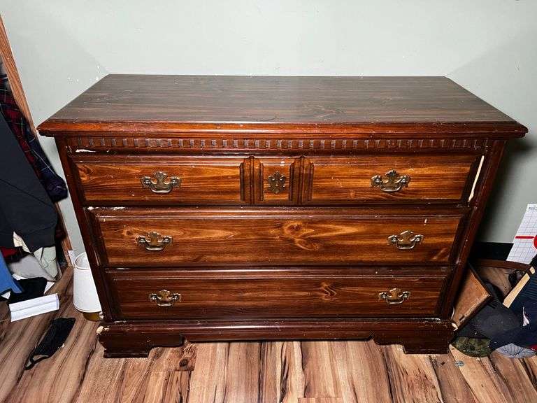 Full size bed, dresser, and chest of drawers