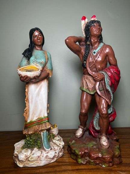 2 Native American chalk figurines