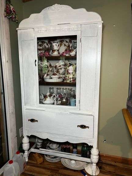 Vintage painted china hutch