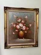 Beautiful floral still life framed oil painting