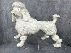 1950s white poodle ceramic planter
