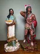 2 Native American chalk figurines
