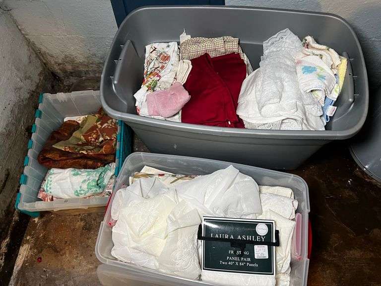 3 totes of linens