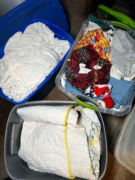 3 totes of linens