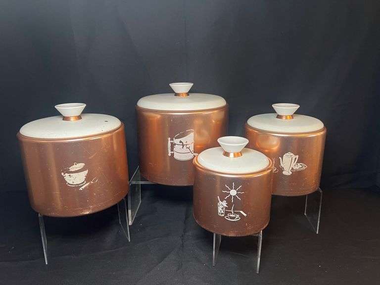 Vintage copper toned canister set