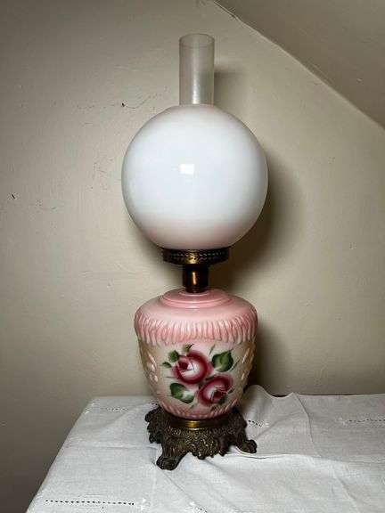 Antique glass parlor table lamp