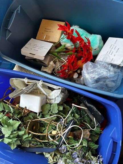 3 totes of Christmas decor