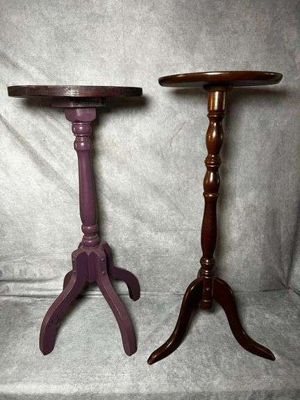 2 round top plant stands