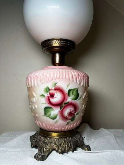 Antique glass parlor table lamp