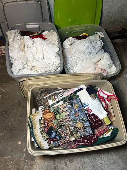 3 totes of linens