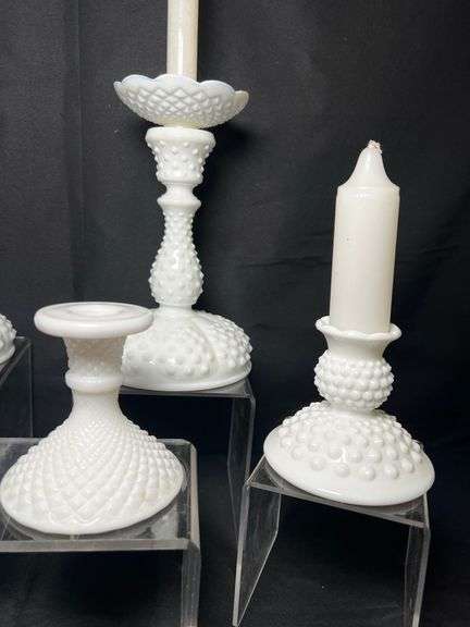 Milk glass candlestick holders