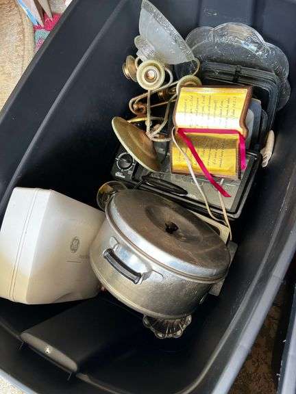 3 totes of linens and decor