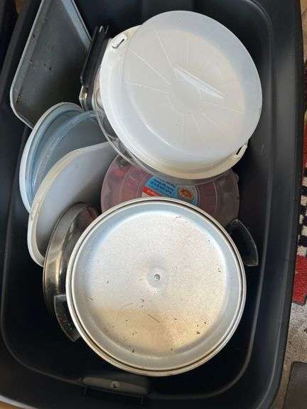 3 totes of linens and decor