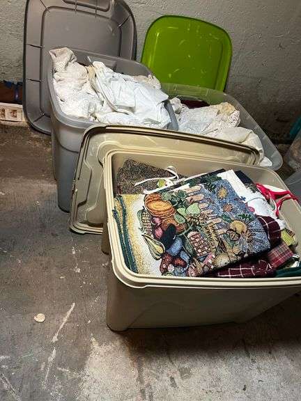 3 totes of linens