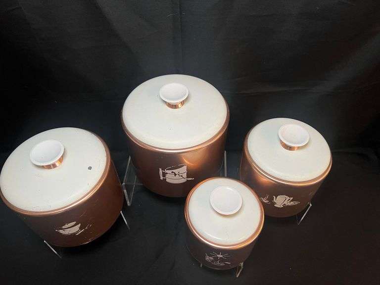 Vintage copper toned canister set