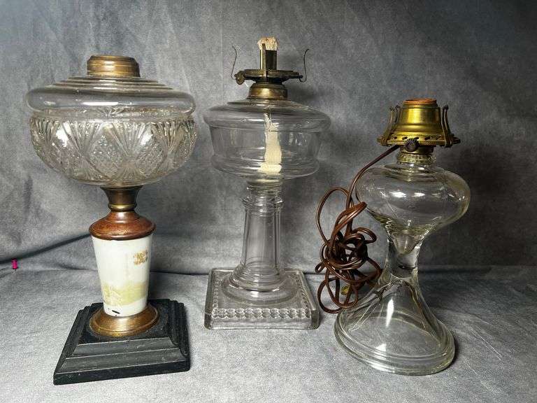 3 kerosene/electric lamp bases