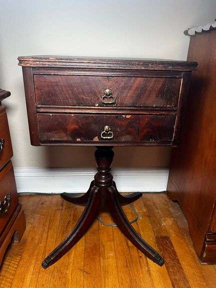 Antique mahogany 2 drawer stand