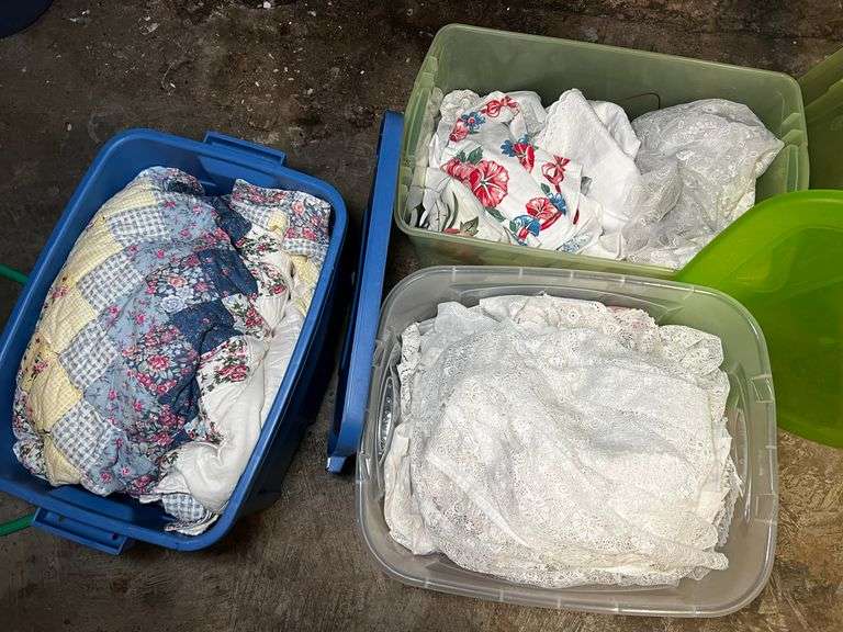 3 totes of linens