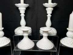 Milk glass candlestick holders