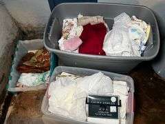 3 totes of linens