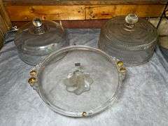 Mikasa cake plate and unmatching lids
