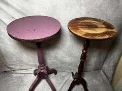 2 round top plant stands