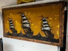 Large velvet ship art