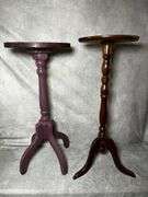 2 round top plant stands