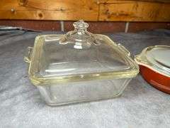 Vintage Pyrex square dish and wheat dish