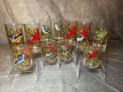 MCM bird species glass tumblers