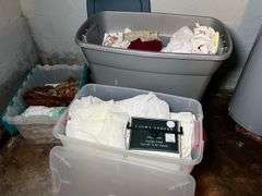 3 totes of linens