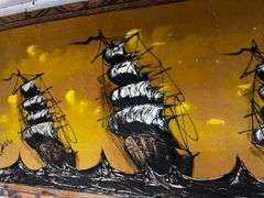 Large velvet ship art