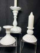 Milk glass candlestick holders