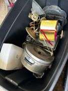 3 totes of linens and decor