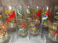 MCM bird species glass tumblers