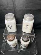 2 sets of vintage milk glass salt pepper shakers