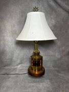 Nautical themed table lamp with red globe