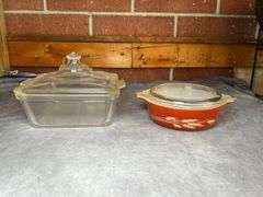 Vintage Pyrex square dish and wheat dish