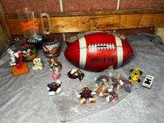 California raisins, metal football coin bank and more