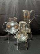 3 crystal glass pitchers
