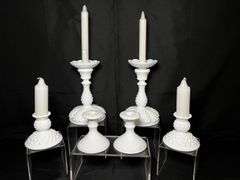 Milk glass candlestick holders